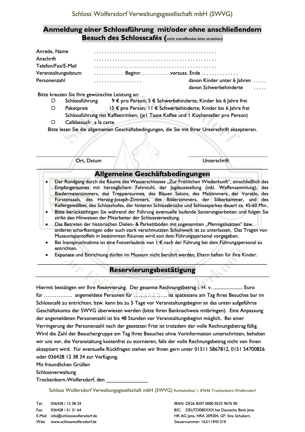 Vorschau: Anmeldung Schlossführung