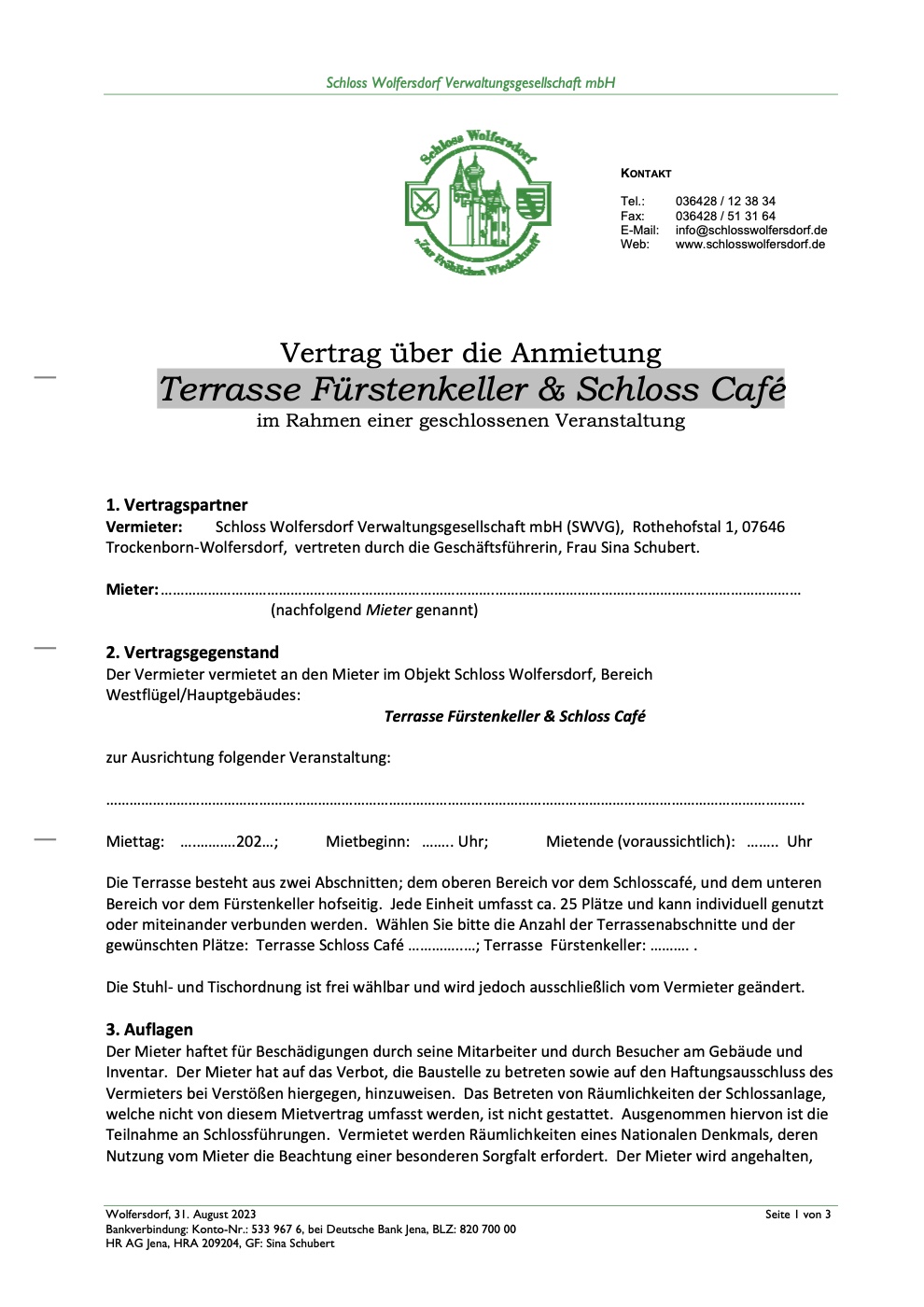 Vorschau: Mietvertrag Caféterrasse