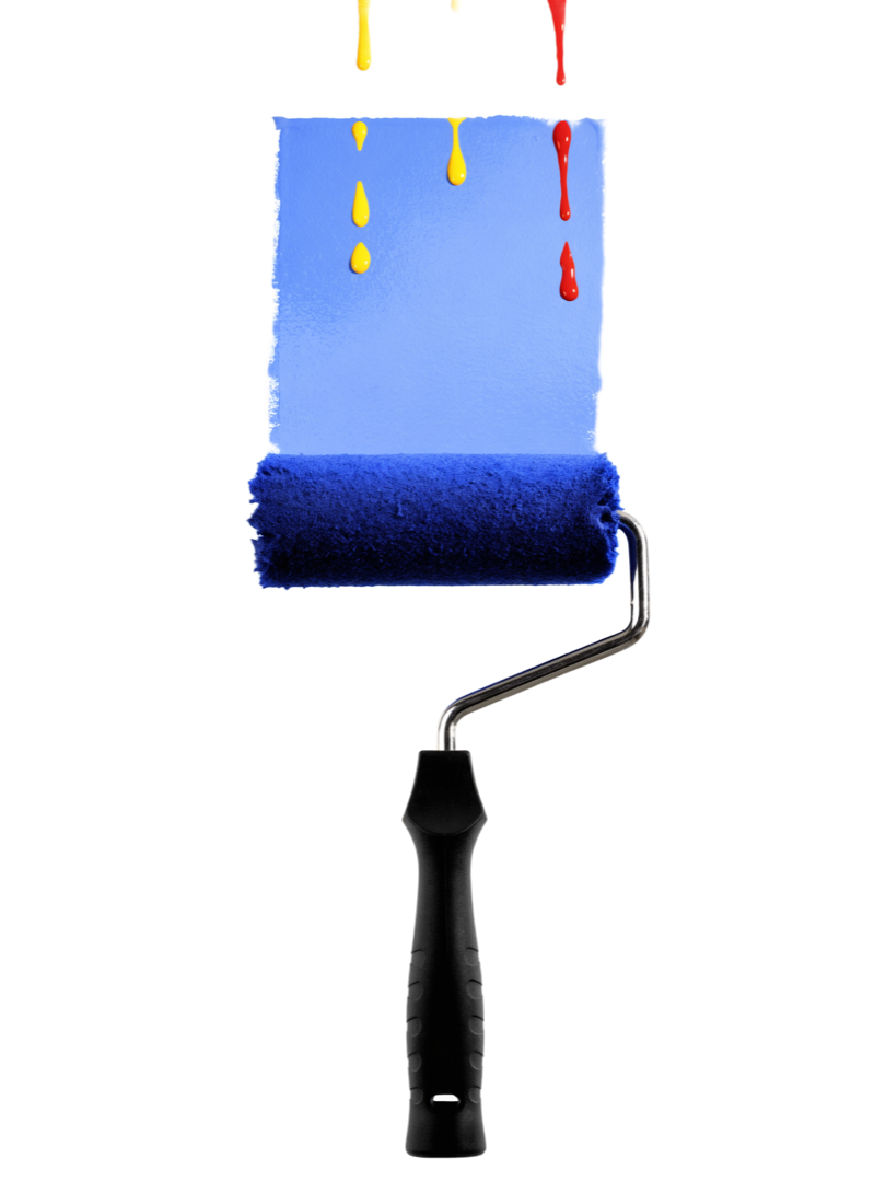 Farbroller mit blauer Farbe